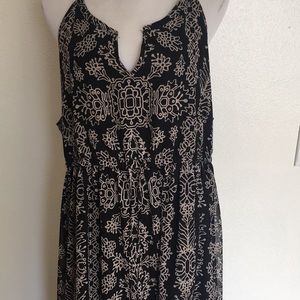 Long black printed maternity dress